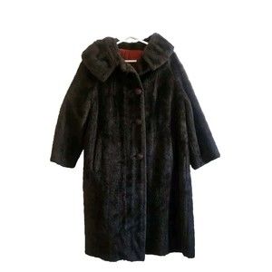 Vintage ILGWU Union Made Women's Black Faux Fur Coat